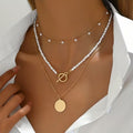 Pearl Disc Trio Necklace Set