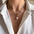 Natural Agate &amp; Aquatic Algae Bead Necklace