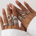 Liora 9-piece stainless steel ring set