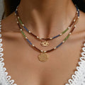 Lotus Glow double layer pendant necklace