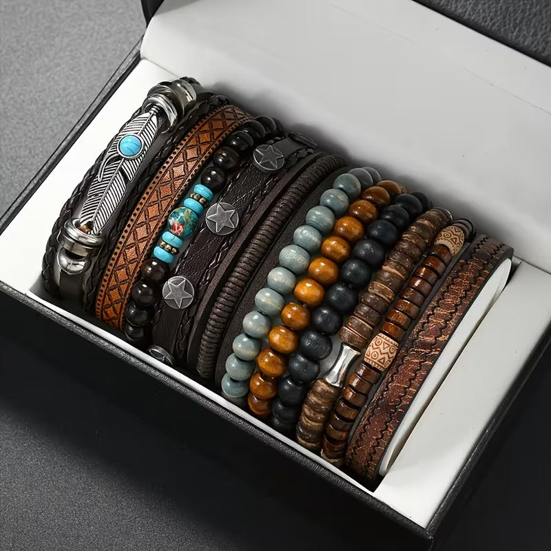 11-piece bohemian stackable bracelet set