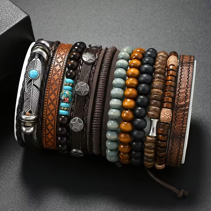 11-piece bohemian stackable bracelet set