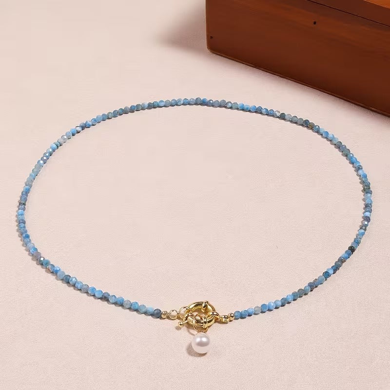 Natural Agate &amp; Aquatic Algae Bead Necklace