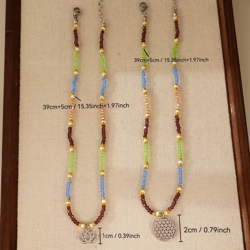Lotus Glow double layer pendant necklace