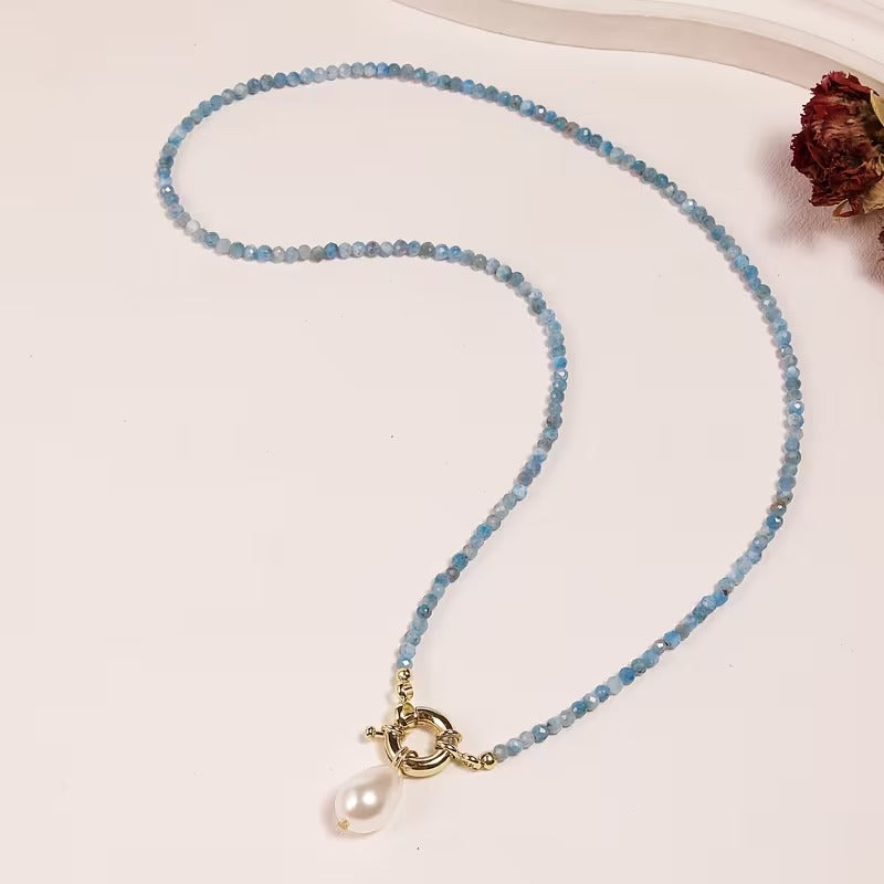 Natural Agate &amp; Aquatic Algae Bead Necklace