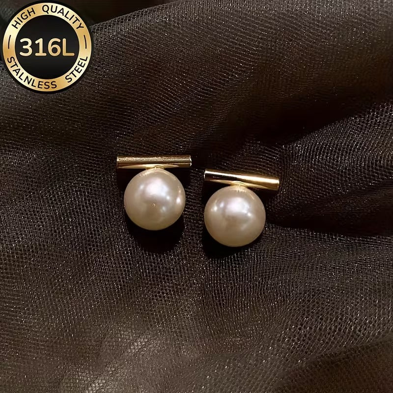 Golden Hypoallergenic Stud Earrings