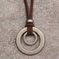 Retro double ring alloy pendant necklace